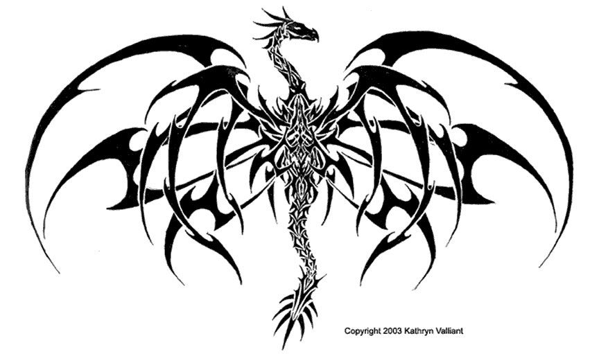 tribal dragon tattoo flash. tribal dragon