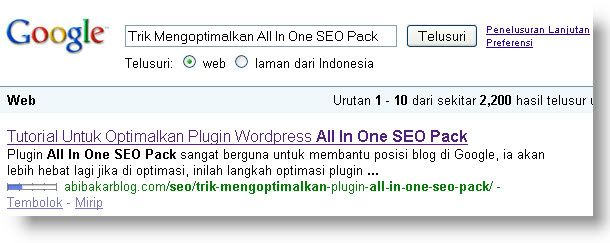 Gambar Pencarian Google Untuk All In One SEO Pack