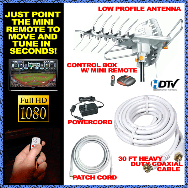 DIGITAL TV ANTENNA HDTV ROTOR CABLE DTV OUTDOOR HD2605  